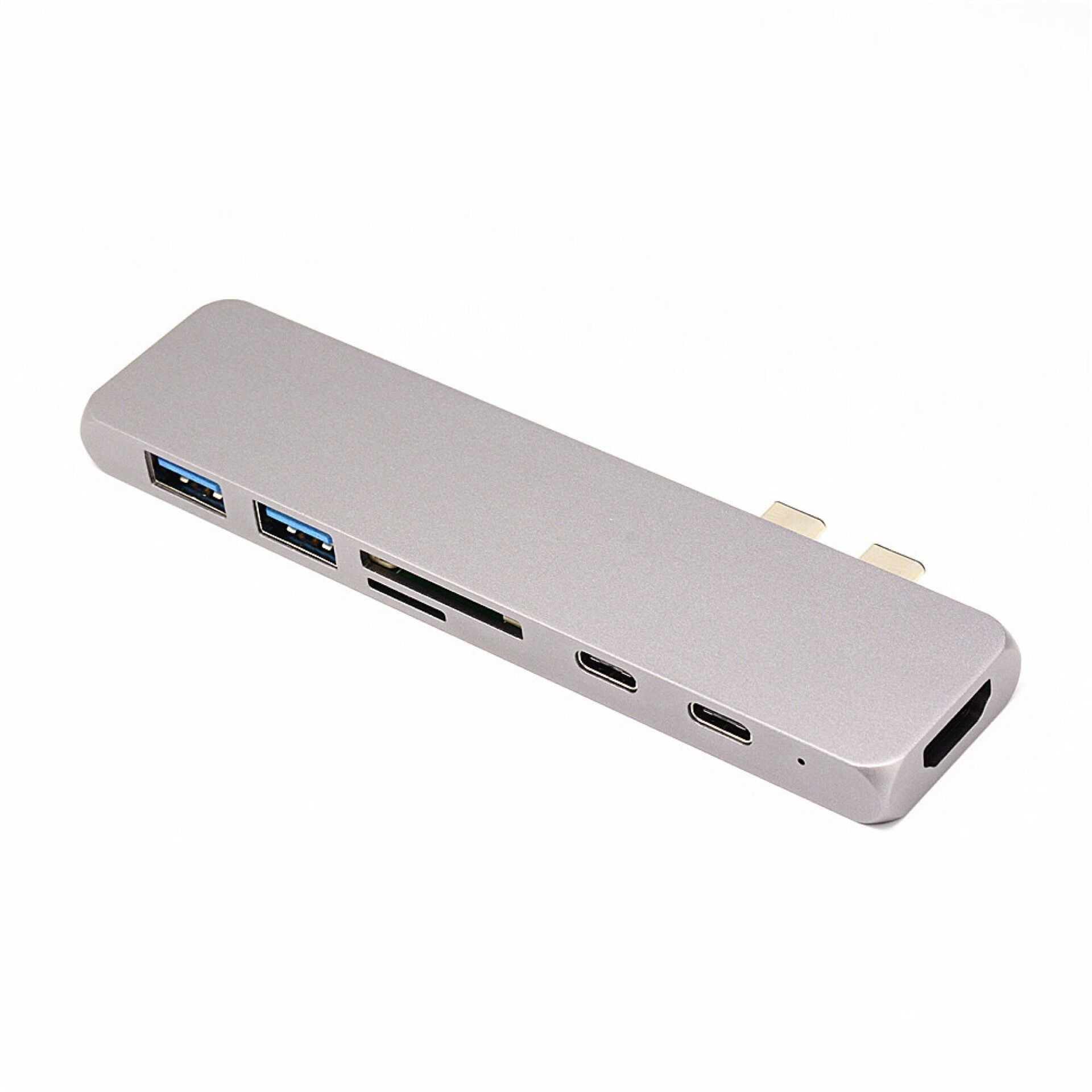 7 in 1 Aluminum Dual USB C Multi function hub, Double USB Type C Ports HUB For Macbook
