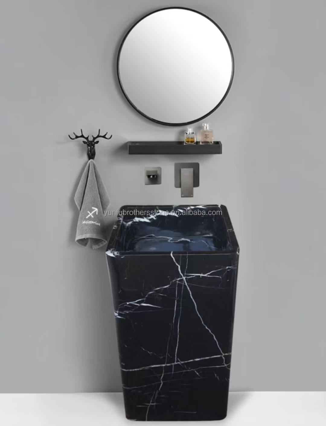 White Veins Marble Sink Cut to Size from Calcite Marble for Modern Hotel Villa Design