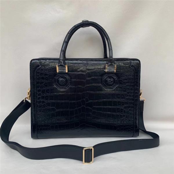 Authentic Real True Crocodile Belly Skin Businessmen Briefcase Bag Genuine