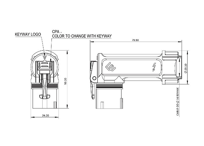 IPX8 3500VAC Single Pin Electrical Plug Connector Insulation Resistance
