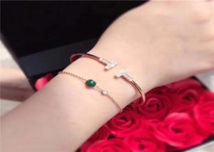 Wholesale Sophisticated 18K Gold Bangle Bracelet With Carnelian / Gemstone / Diamond from china suppliers