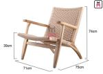 Ash Wood Armrest Garden Leisure Chair 0.45cbm With Rope Back