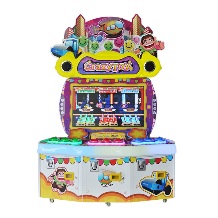 Customized Kids Arcade Machine , Crazy Toy 3 Players Ticket Lottery Game Machine
