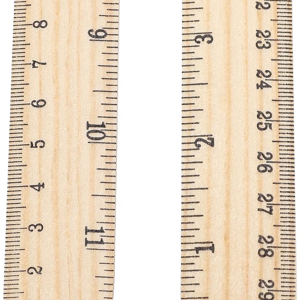 High Quality 30cm Wooden Rulers Double Sided 2 Scale School Ruler Measuring For Home Student Office Use