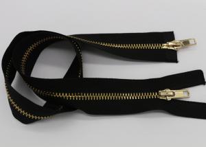 Wholesale Metal Golden Teeth Double Slider Zipper , 26 Inch Ykk Type Teeth Long Open Ended Zips from china suppliers