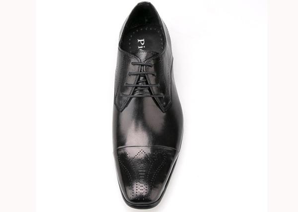 Lace - Up Mens Leather Dress Shoes Waterproof British Style Mens Black Brogue