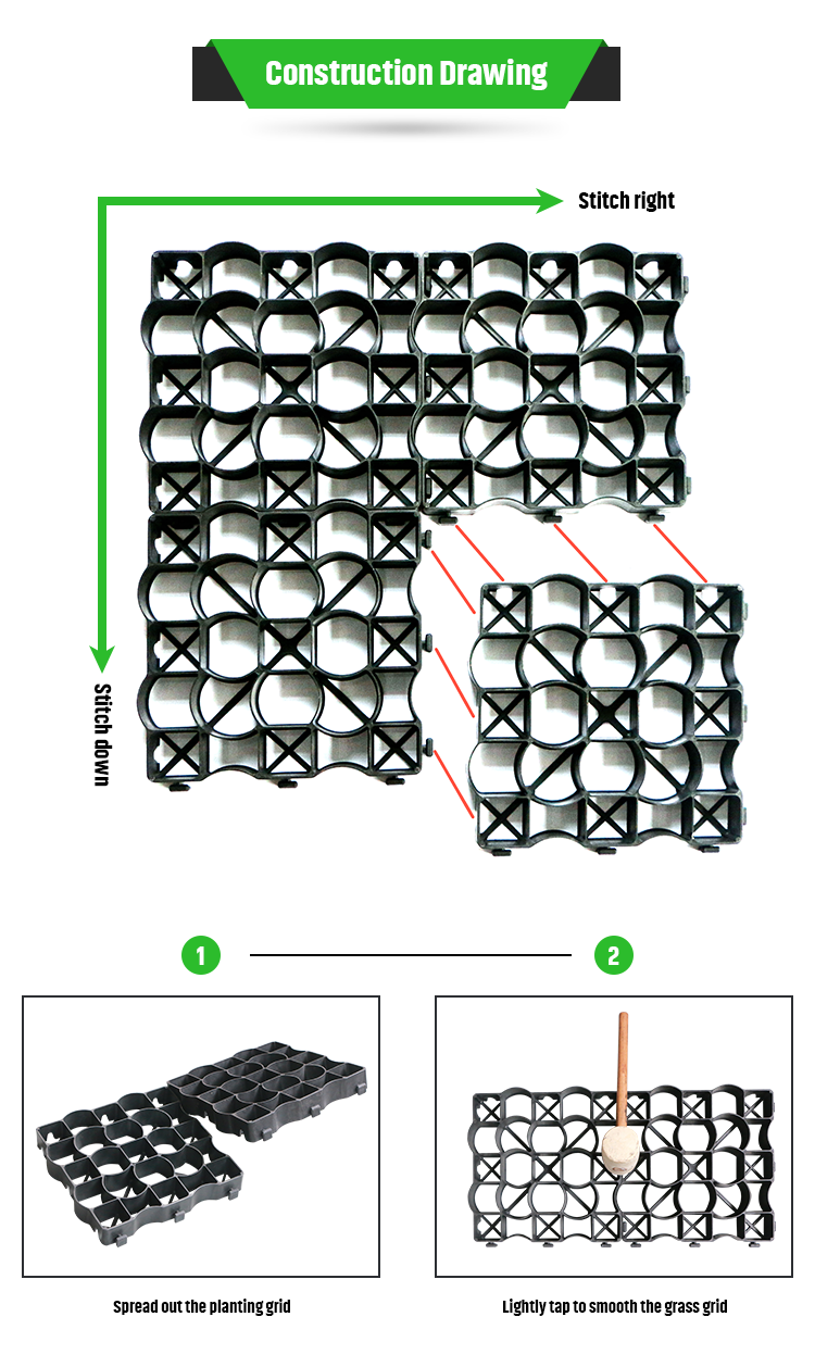 Ground Stabilization Plastic Grid for Strengthening Soil 4 Quantity per Square Meter
