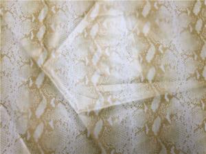 Wholesale Beige Color Leather Look Fabric , 0.15mm Print Artificial Leather Fabric Snake Skin Design from china suppliers
