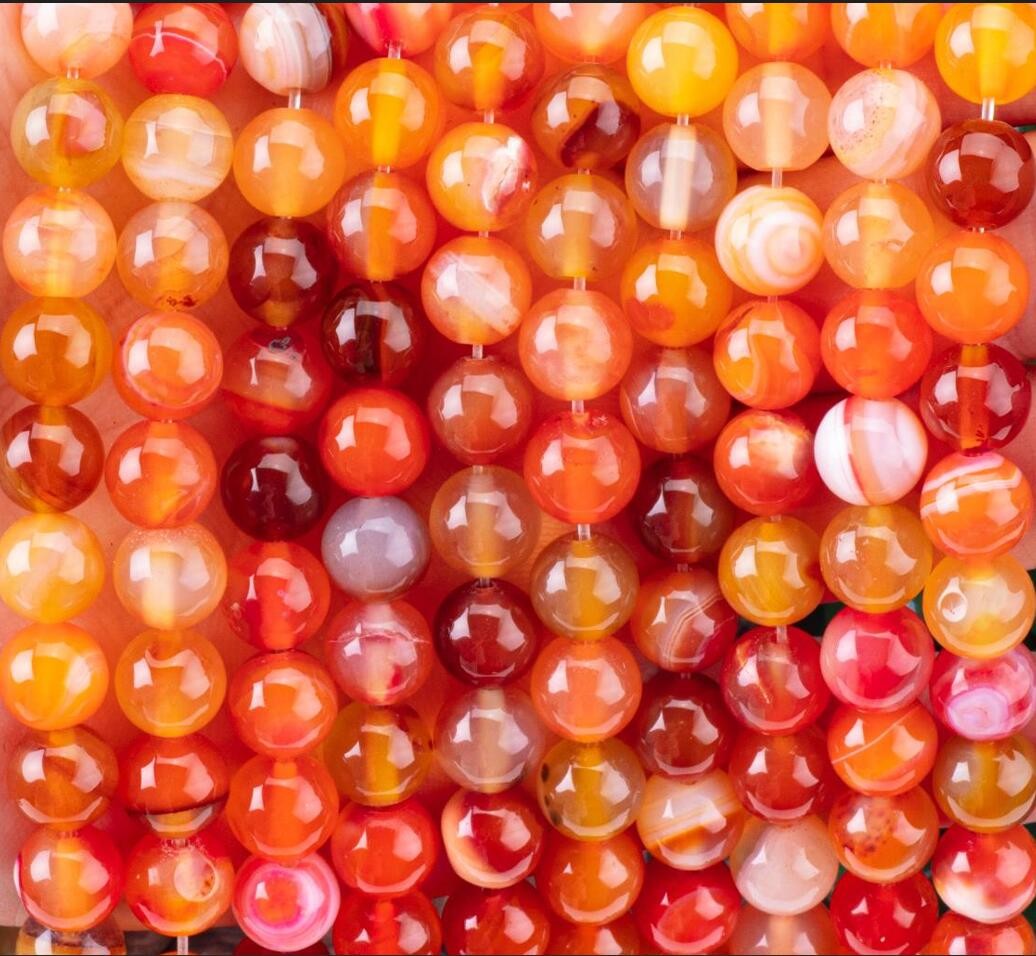 Orange Stripped Agate Loose Bead Strands Semi Precious Stone for DIY Jewelry Making