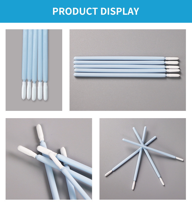 Blue Handle PP Stick Thermally Bonded Lint Free Cleaning Swab Microfiber Swab