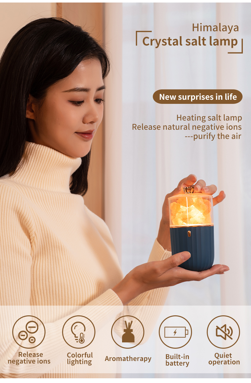 Newest Nature Crystal Salt Rock Aromatherapy Lamp 7 Color Atmosphere Night Light For Bedroom Office Car Air Purify