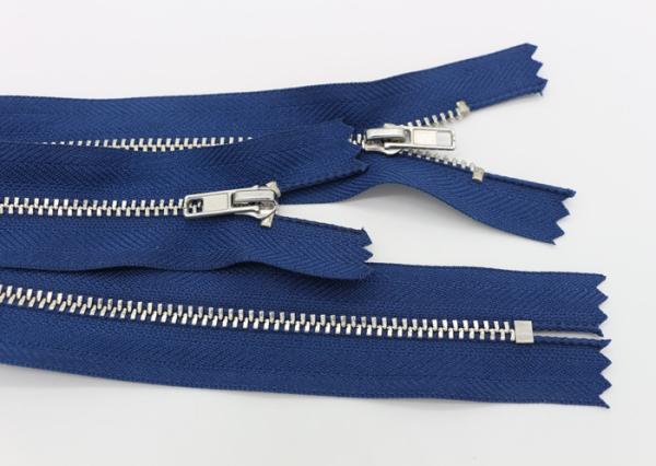 Ykk Teeth Purse Heavy Duty Brass Zippers , Silver Galvanic Color 25cm Open Ended