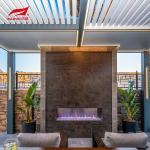 Outdoor Motorized Aluminium Pergola With Sides Black Louvered Roof Garden