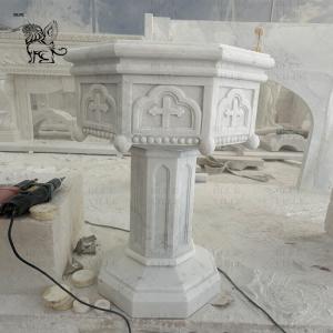 Wholesale Marble Church Baptismal Font Stone Holy Water Font Hand Carved Chancel Religious Customized from china suppliers