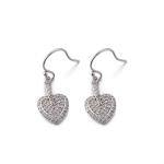 1.57g 925 Silver CZ Earrings Double Heart Bridal Statement Earrings