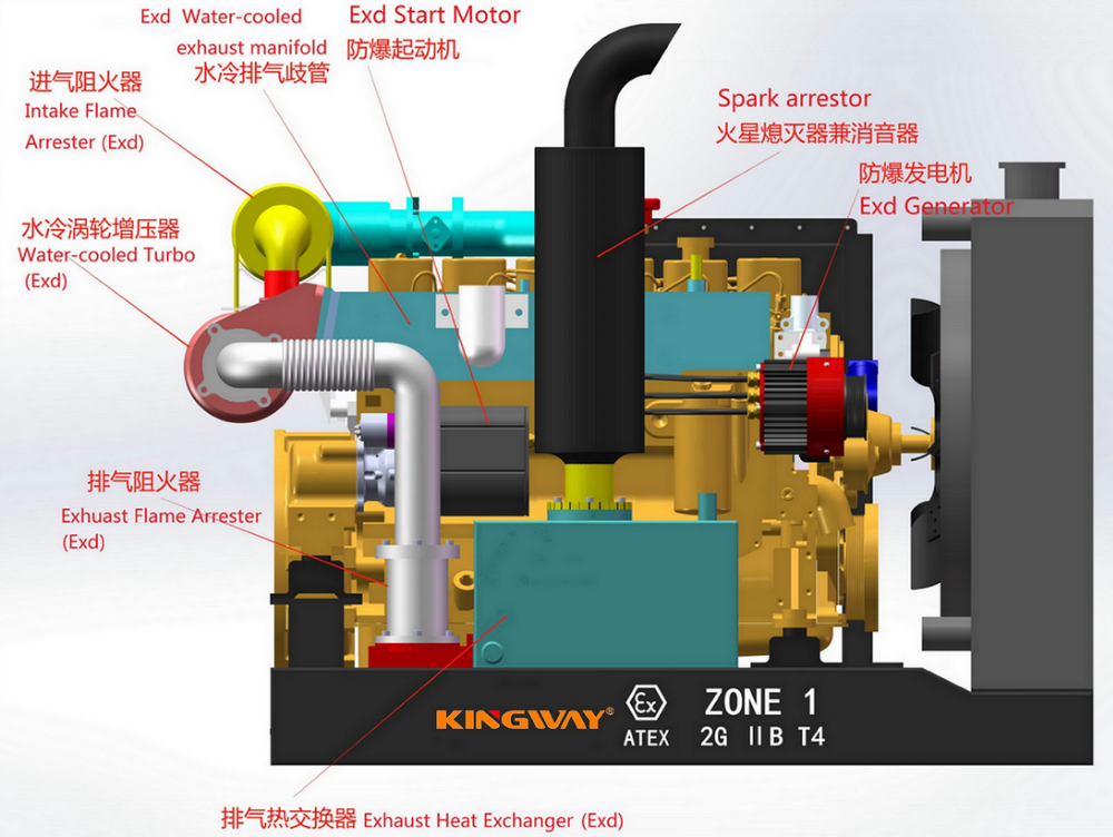 800w 1200w ATEX Hazardous Environment Anti Explosion proof diesel generator set IP66 For Power plant and mining industry