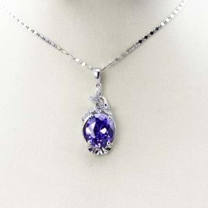 Wholesale Sterling Silver Jewelry 9x11mm Oval Amethyst Cubic Zircoina Pneant (PSJ0416) from china suppliers