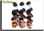 Fashion 3 Tone Ombre Curly Human Hair Weave / Peruvian Body Wave 3 Bundles