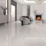Rectified White Glazed Porcelain Floor Tile 10mm For Residential / Commercial