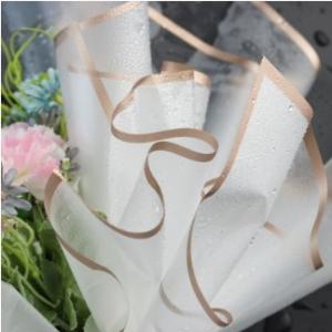 Wholesale Gold Edge Jelly Film Waterproof Matte Paper Flower Wrapping Paper Bouquet Flower Art Mother's Day Flower Wrapping Paper from china suppliers