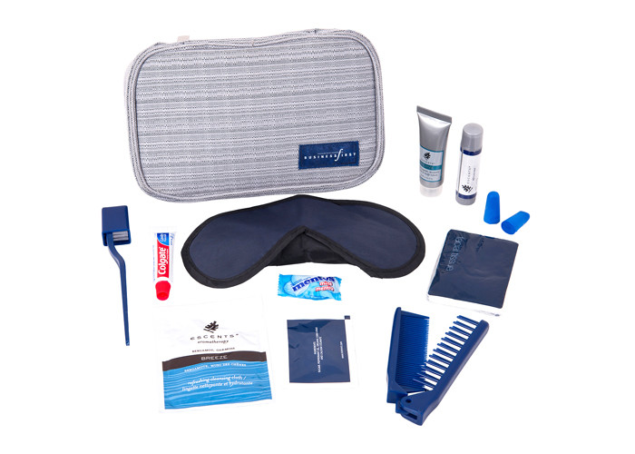 Foldable Zipper Pouch Airline Amenity Kits For Business Trip Air Travel Set