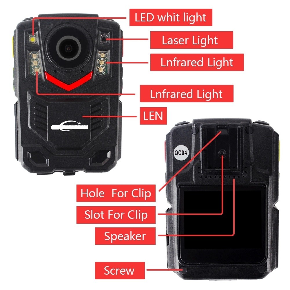 2600mAh 1080P CMOS DVR Police Worn Cameras 16G 32G 64G Memory TFT LCD