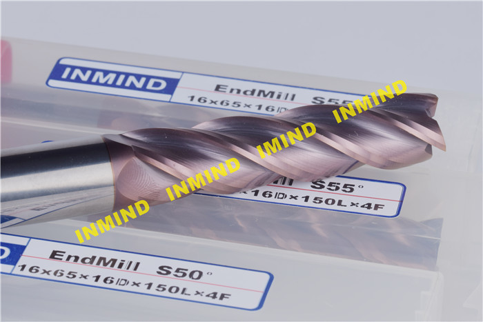 TiSiN Coating 2 Flute / 4 Flute CNC End Mill with 16 mm Diameter 65mm Cutting Length