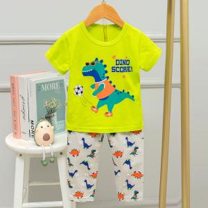 Wholesale Cartoon Childrens Dinosaur Pyjamas Spring And Summer Korean Short Sleeve Pyjamas from china suppliers