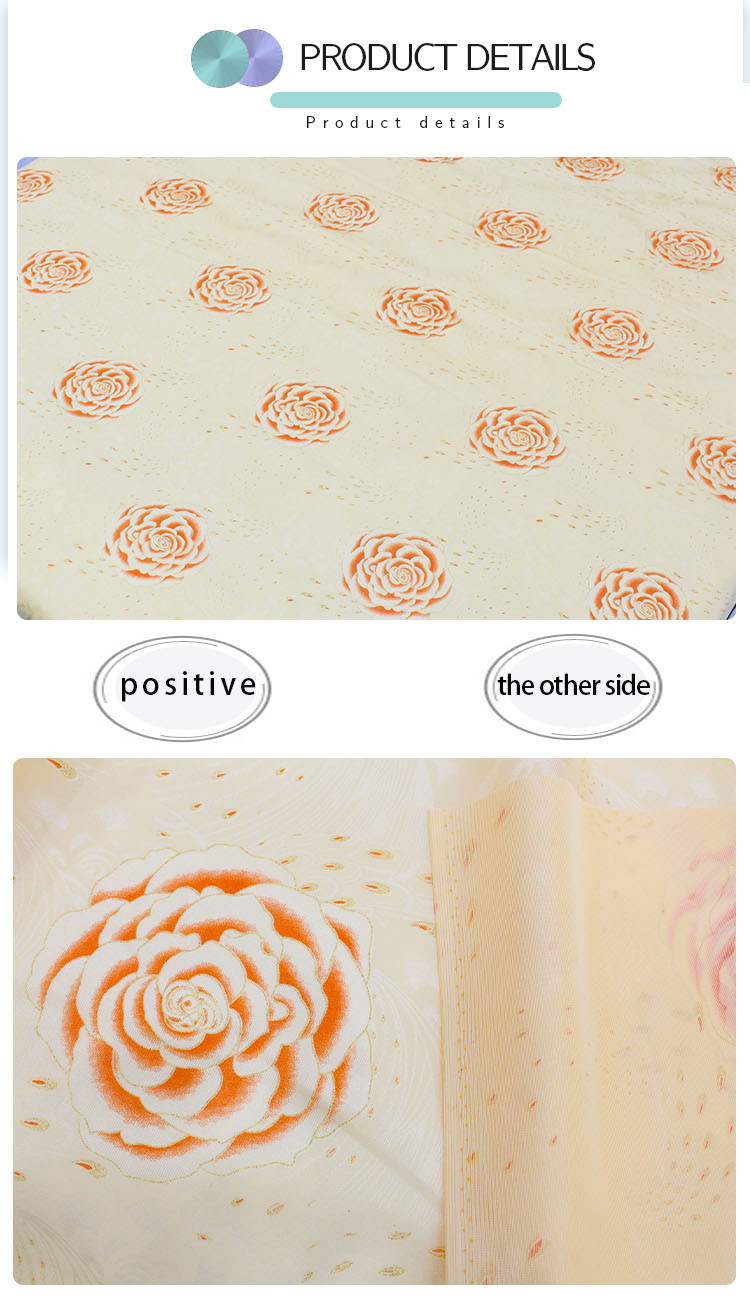125gsm Mattress Quilting Fabric Fashion Printed Gold Powder Cloth