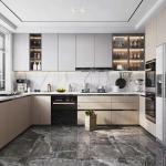 Modern 2.5M L Shape Island Kitchen Cabinets With One Wall Of Cabinets And An