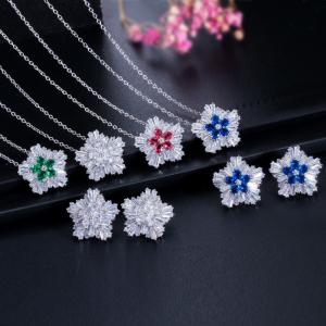 Wholesale White Gold Color Luxury Bridal CZ Crystal Necklace and Earring Sets Big Wedding Jewelry Sets For Brides from china suppliers