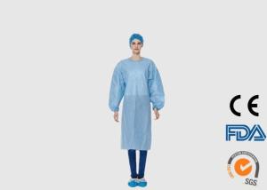 Wholesale 40G SMS Disposable Protective Wear , Blood Proof Blue Surgical Gown from china suppliers
