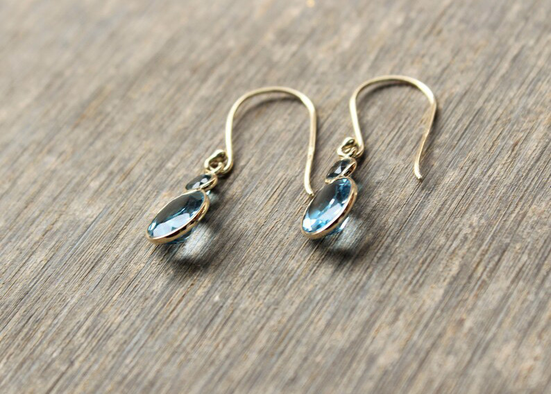 Handmade 14k Yellow Gold Jewelry , Natural 14k Yellow Gold Earrings Topaz Gemstone