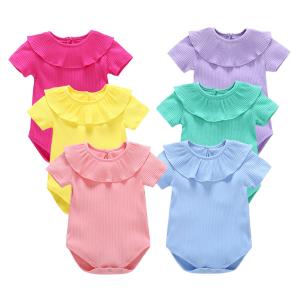 Wholesale New Season | Newborn Short Sleeve Playsuit toddler Falbala Romper from china suppliers