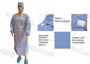 Wholesale Wood Pulp Spunlace Sterile Disposable Surgical Gown With Knitted Cuff from china suppliers