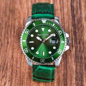 Wholesale 1.6 Inch Water Resistant Green Leather Watch 3ATM from china suppliers