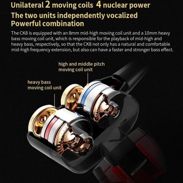 CK8 Earphone Sport Wired Earphones with ergonomic design nipple grade silicone
