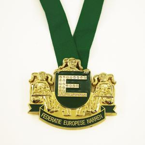 Wholesale Diecasted Gold Metal Carnival Medal 3D Narren Design With Acrylic Stones And Ribbon from china suppliers
