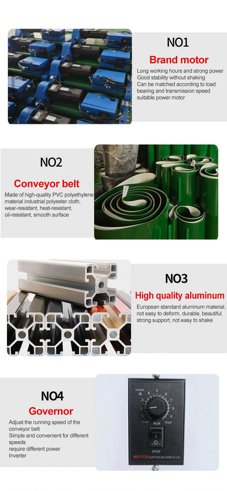 Aluminium / Steel Frame Straight Belt Machines Modular Belt Conveyor For Production Line