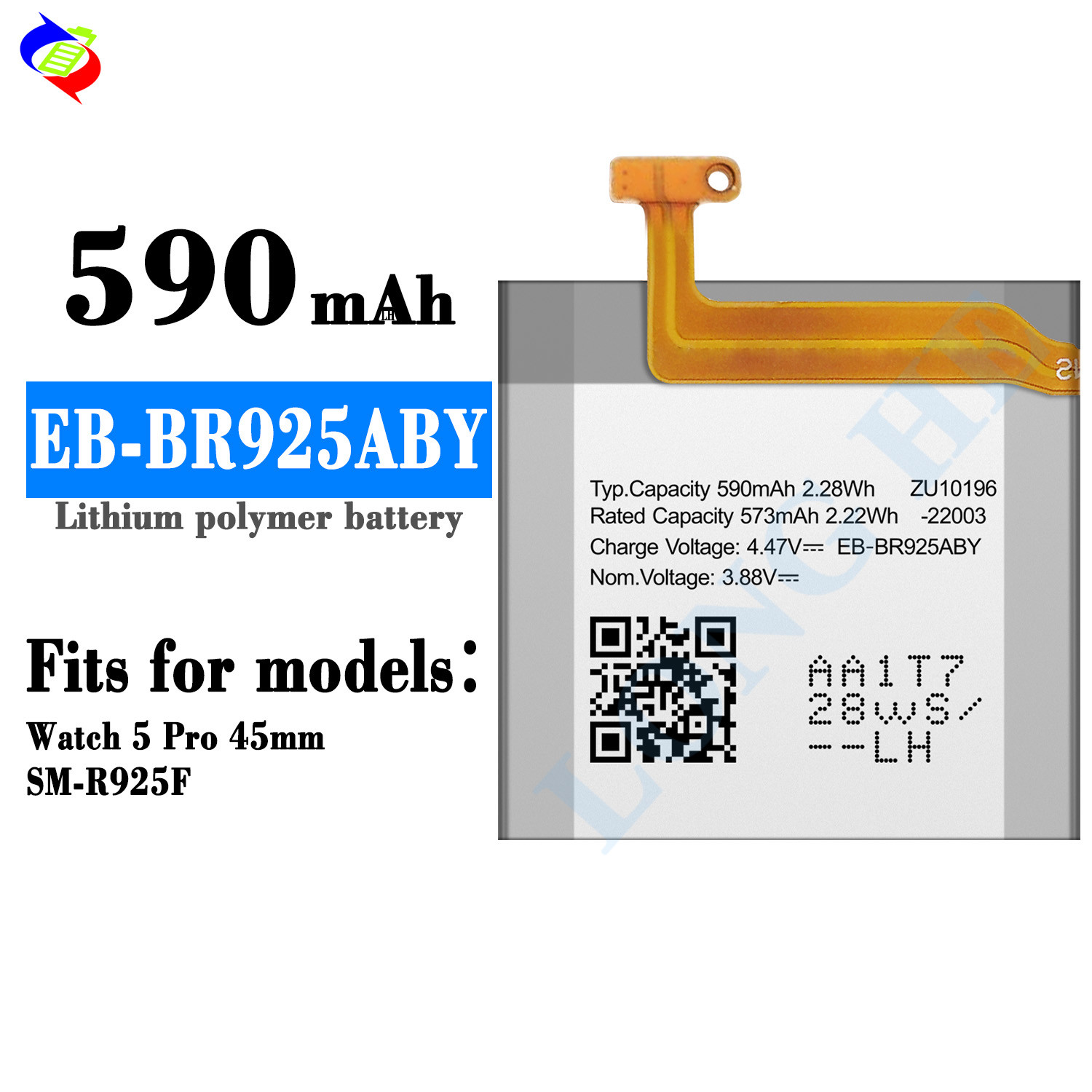 li-po battery 590mAh 3.88V rechargeable lithium polymer battery EB-BR925ABY smart watch battery for Galaxy Watch 5 Pro SM-R925F