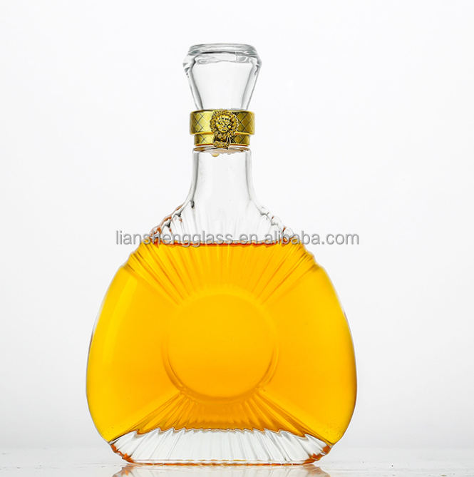 Wine 200ml Transparent Round Empty Flint Glass Liquor Bottle With Sealed Cork Lid