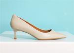 White Soft Cow Genuine Leather Pumps 2cm Low Heel Dress Shoes For Ladies