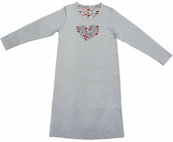 65% Polyester 35% Cotton Ladies Night Dresses Sleepwear Grey Color Classic Style