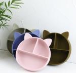 Cat Style Kids Silicone Bowl , Colorful Silicone Divided Suction Plate OEM