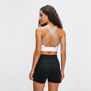 Wholesale Longline Womens Padded Womens Sports Bra Widened Hem Shockproof Cross Back from china suppliers