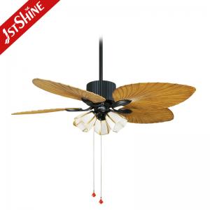 China Fancy Classic Retro Wooden Ceiling Fan 5 Blade Pull Chain Switch on sale