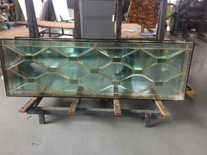 Wholesale high quantity wooden door decorative glass of brass caming 80'*20' for American from china suppliers