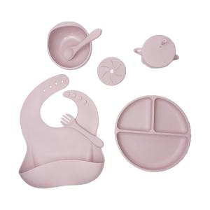 Wholesale Unbreakable Suction Baby Silicone Feeding Set 5pcs Food Grade With Sippy Cup from china suppliers