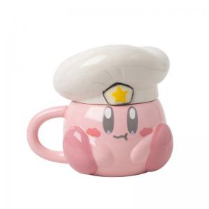 Wholesale Cute Pink Cartoon Chef Kirby Ceramic Mug Navy Hat 3D Ceramic Coffee Mug for Christmas Holiday Gift from china suppliers