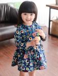 2016 Fashion Girl Colorful Kid's Dress long sleeve Floral Pattern Dancing Dress
